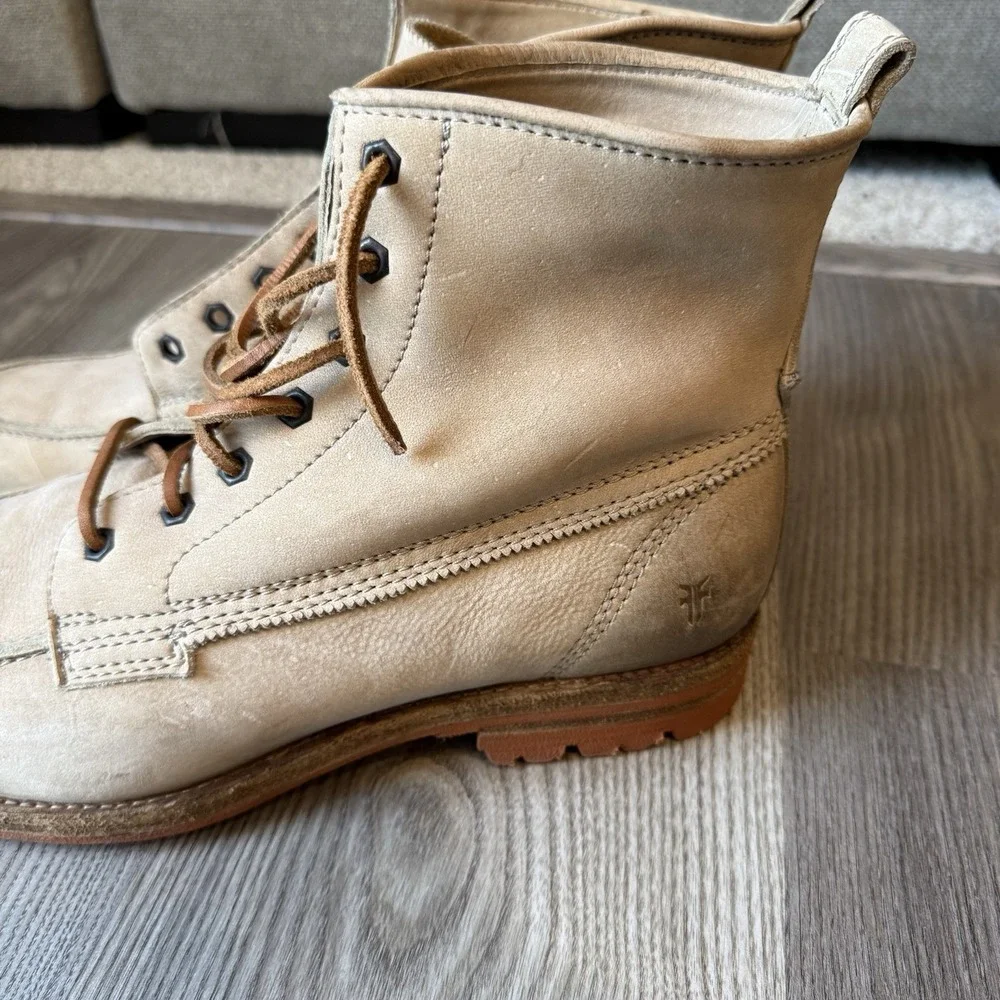 Frye Phillip Lug Workboot 87828 Mens 11.5 D Cement Leather Lace Up Boots